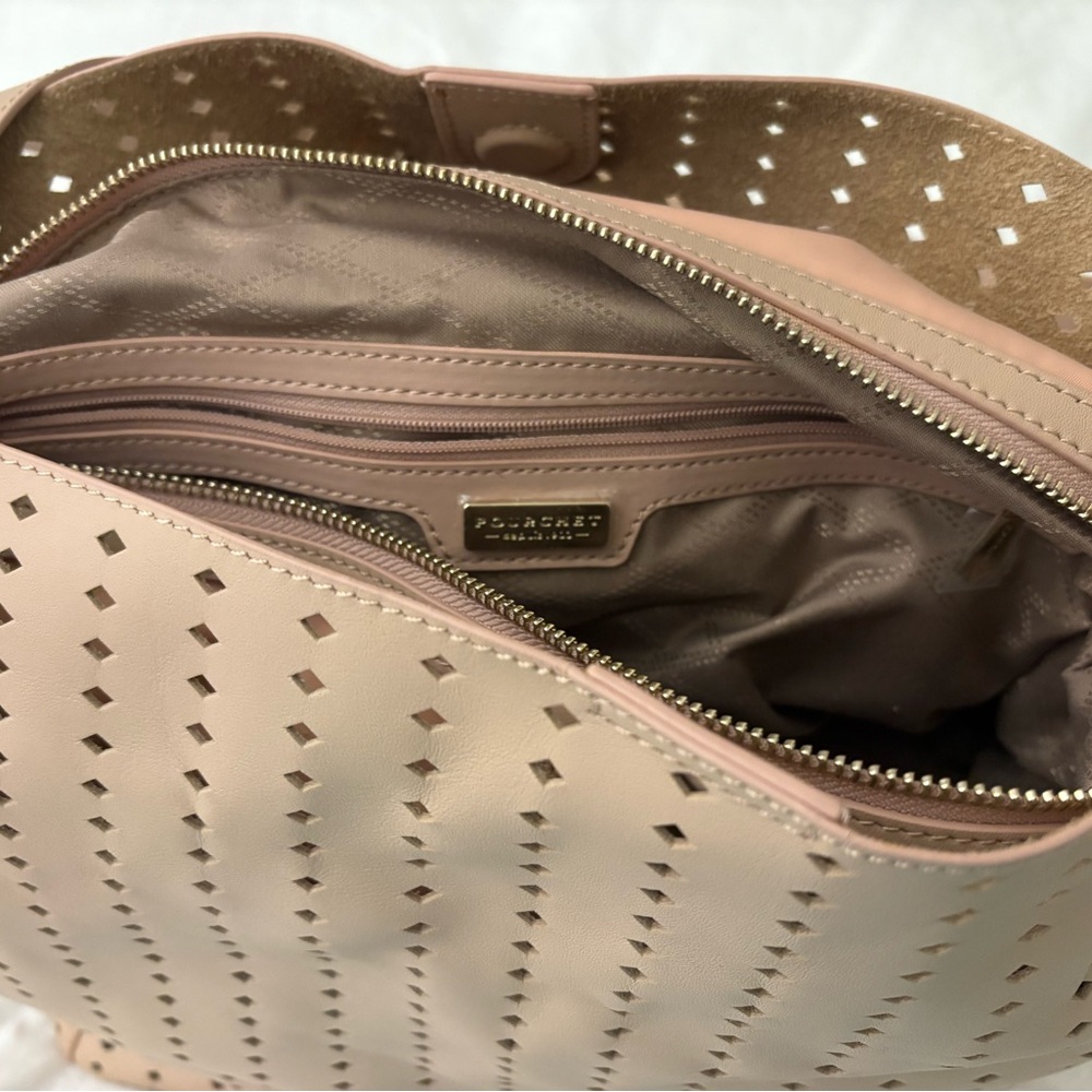 Gorgeous Pourchet Paris shoulder bag- soft pale pink/cream leather - Picture 7 of 16